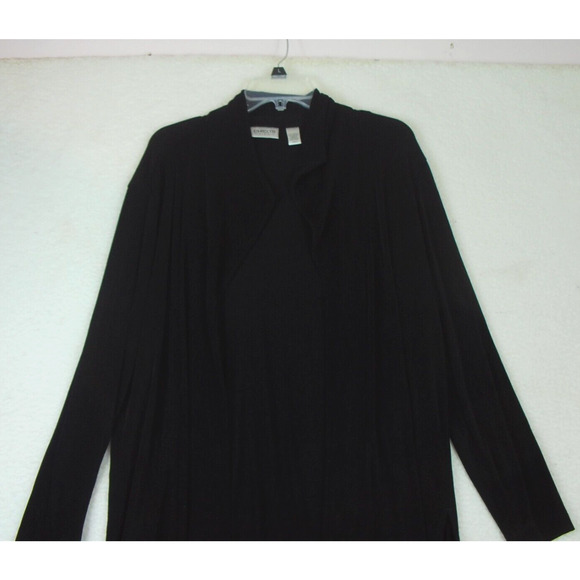 Chicos Travelers Black open front Cardigan 3/4‎ Sleeve Sz 3 (XL) Easy Care - Picture 5 of 11